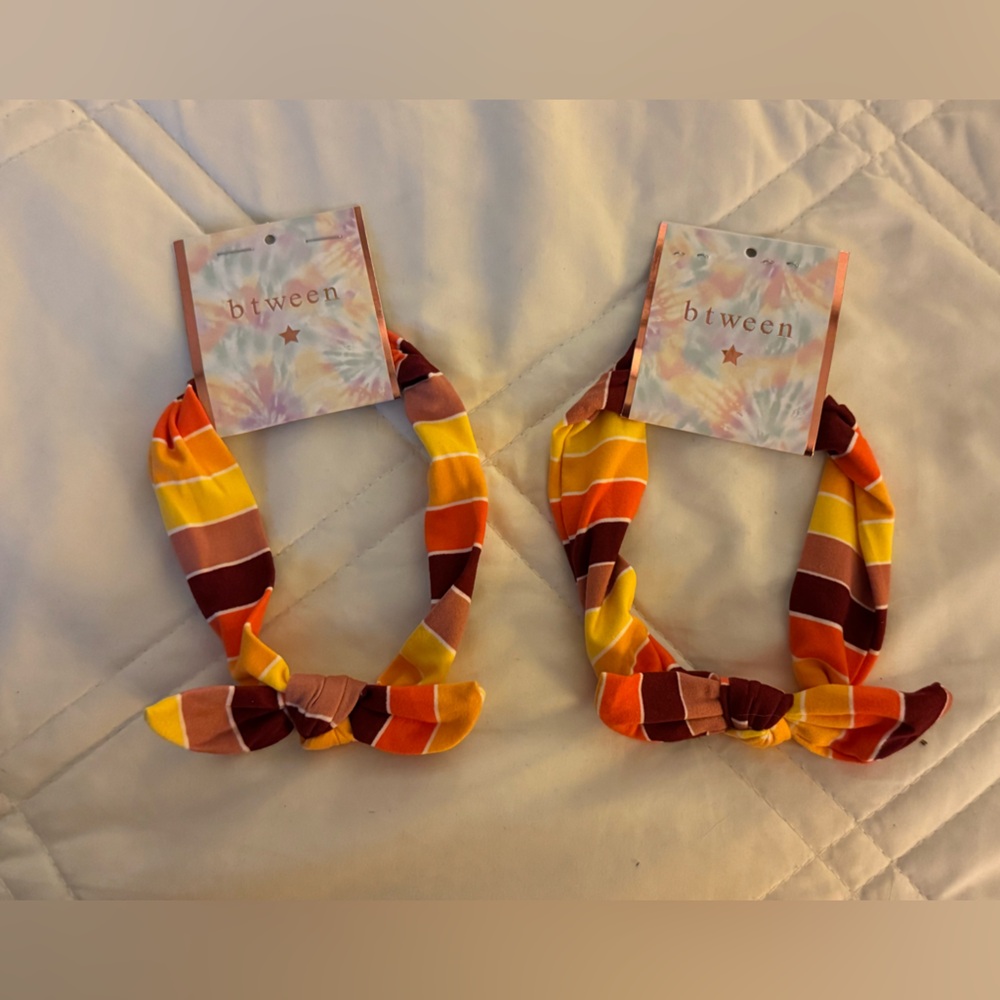 btween Kids Colorful Striped Headbands / Yellow, Orange
